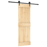 Sliding Door Natural and Black 70 x 210 cm Solid Pine Wood 3445121