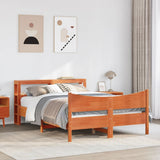 Bed Frame with Headboard Wax Brown 120x200 cm Solid Wood Pine 3306308