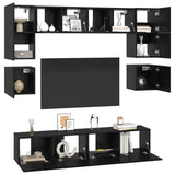 TV Cabinet Set 8 pcs Black Oak Engineered Wood 3393334