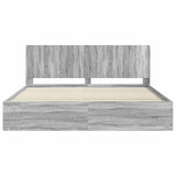 Bed Frame with Storage and Headboard Grey Sonoma 200 x 200 cm 3413818
