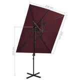 Cantilever Garden Parasol Bordeaux Red Aluminium, Polyester 312366