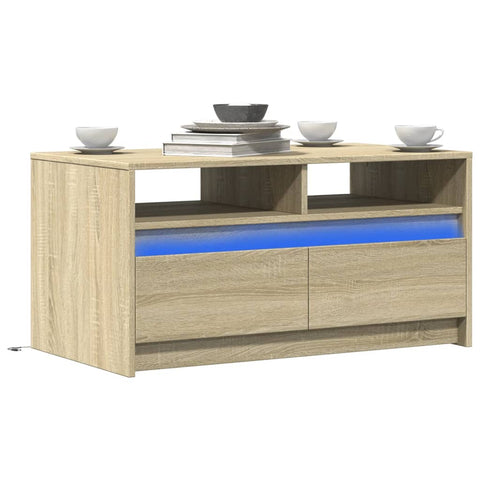 ZNTS Coffee Table with LED Lights Sonoma Oak Engineered Wood 851993