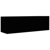 ZNTS 2 Piece TV Cabinet Set Black Engineered Wood 3078807