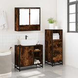 3 Piece Bathroom Furniture Set Smoked Oak Engineered Wood 3301057
