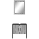 ZNTS 2 Piece Bathroom Cabinet Set Grey Sonoma Engineered Wood 3214337