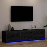 TV Cabinet with LED Black Oak 165 x 34 x 40 cm Engineered Wood 3418721