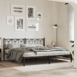 Metal Bed Frame without Mattress with Headboard Black 193x203cm 376134