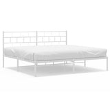 Metal Bed Frame without Mattress with Headboard White 193x203cm 355714