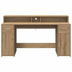 Desk with LED Lights Artisian Oak 160x55x91 cm Engineered Wood 3309437