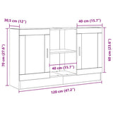 Sideboard Black Oak 120 x 30.5 x 70 cm Engineered Wood 862521