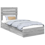 Storage Bed Grey Sonoma 100 x 200 cm Engineered Wood 3411593