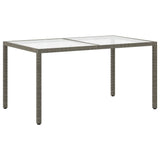 Garden Table 150x90x75 cm Tempered Glass and Poly Rattan Grey 316707