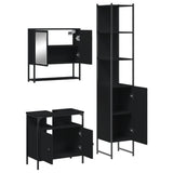 3 Piece Bathroom Furniture Set Black Engineered Wood 3214675