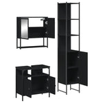 ZNTS 3 Piece Bathroom Furniture Set Black Engineered Wood 3214675