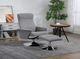 Swivel Recliner Chair with Footstool, Velvet Recliner Armchair with Ottoman, Steel Base, Upholstered T3398P423898