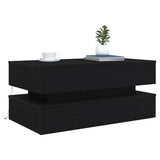 Coffee Table with LED Lights Black Oak 90x50x40 cm 862258