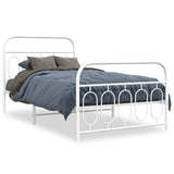 Metal Bed Frame without Mattress with Footboard White 100x200cm 377179