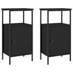 ZNTS Bedside Cabinets 2 pcs Black 41x31x80 cm Engineered Wood 825924