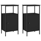 ZNTS Bedside Cabinets 2 pcs Black 41x31x80 cm Engineered Wood 825924