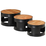 ZNTS Bar Tables Drum Shape 3 pcs Solid Wood Acacia 358935