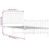 Metal Bed Frame without Mattress with Footboard Black 90x200cm 350875