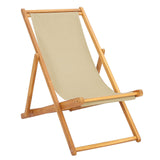 Beach Chair Beige Solid Teak Wood 42032663