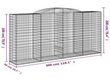 Arched Gabion Baskets 3 pcs 300x50x180/200 cm Galvanised Iron 3146774