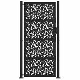 Garden Gate Black 100x200 cm Steel Leaf Design 4100963
