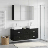 Bathroom Furniture Set 4 pcs Black Oak 3406824