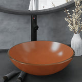 Bathroom Sink with Tap and Push Drain Brown Tempered Glass 3098455