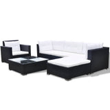 ZNTS 6 Piece Garden Lounge Set with Cushions Poly Rattan Black 42743