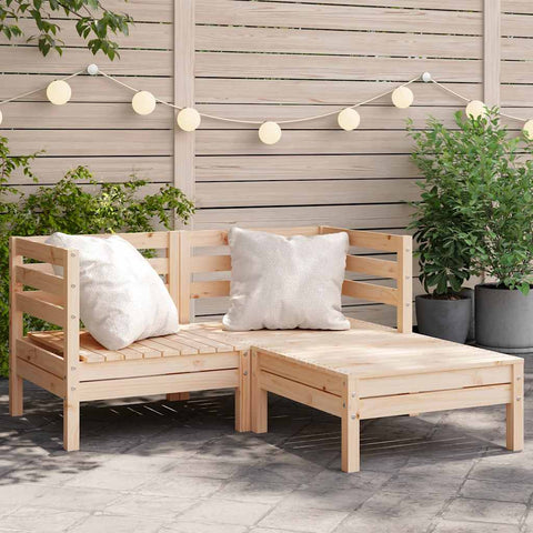 Garden Sofa 2-Seater with Footstool Solid Wood Pine 838019