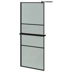 ZNTS Walk-in Shower Wall with Shelf Black 90x195 cm ESG Glass&Aluminium 3185466