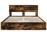 Storage Bed with Drawer Smoked Oak 135 x 190 cm Engineered Wood 3408470
