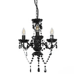 Chandelier with Beads Black Round 3 x E14 281597