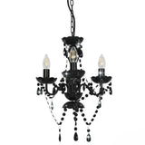 Chandelier with Beads Black Round 3 x E14 281597