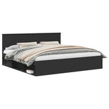 Bed Frame with Headboard Black 200 x 200 cm Solid Pine Wood 3410556