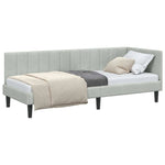 Corner Bed Frame with Headboard Light grey 80 x 200 cm Velvet 42016328