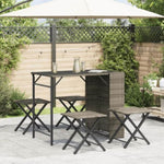 5 Piece Garden Dining Set Foldable Grey Poly Rattan 365946