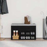Shoe Bench with Shelf Black Oak 80 x 30 x 45 cm Engineered Wood 862703