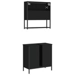 ZNTS 2 Piece Bathroom Furniture Set Black Engineered Wood 3214660