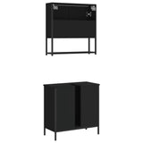 ZNTS 2 Piece Bathroom Furniture Set Black Engineered Wood 3214660