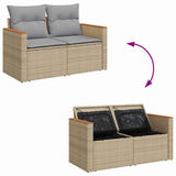 Garden Sofa Set 14 pcs Beige and Light Grey Poly Rattan 3364957