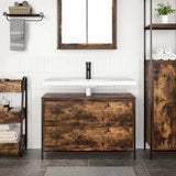 Bathroom Basin Cabinet with Drawers Smoked Oak 90x34.5x60 cm 861879