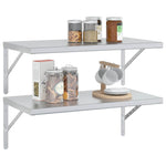 Wall Shelves 2 pcs 75x40x3 cm Silver Stainless Steel 30281