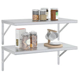 Wall Shelves 2 pcs 75x40x3 cm Silver Stainless Steel 30281