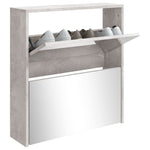 Shoe Cabinet with Mirror 2-Layer Concrete Grey 63x17x67 cm 342630