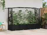 Raised Bed with Trellis and Roof Black 204 x 40 x 141 cm PP 42032532