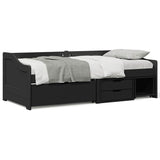Day Bed with 3 Drawers without Mattress IRUN Black 90x200 cm 3314684