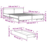 Bed Frame with Drawers without Mattress Grey Sonoma 135x190 cm Double 3279950